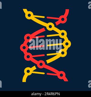 ADN molécule spirale torsadée isolée bande dessinée ADN hélice, code génétique. Structure hélicoïdale des cellules chromosomiques selon la formule de biotechnologie vectorielle. Les gènes humains chanent Illustration de Vecteur