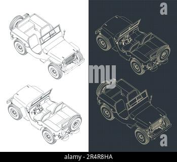 Illustrations vectorielles stylisées de modèles isométriques de véhicules tout-terrain Illustration de Vecteur