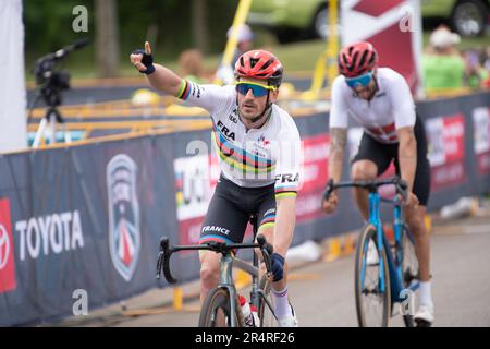 Coupe du monde UCI, courses sur route, Huntsville, Alabama, États-Unis. 29th mai 2023. Kevin le Cunff, de France, remporte la course sur route pour hommes en C5 et la série de la coupe du monde pour hommes en C5. Crédit : Casey B. Gibson/Alay Live News Banque D'Images