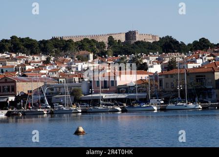 Grèce, Nord-est de la mer Égée, île de Lesvos ville traditionnelle d'Agiasos (partie 1) Banque D'Images