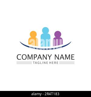 Résumé People logo design.fun People,sain People,sport,communauté People symbole illustration vectorielle Illustration de Vecteur