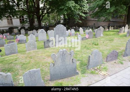 États-Unis, Massachusetts, Boston, Boston Graveyard, avec la célèbre pierre tombale de 'Joseph Tapping (d.1768)'. Banque D'Images