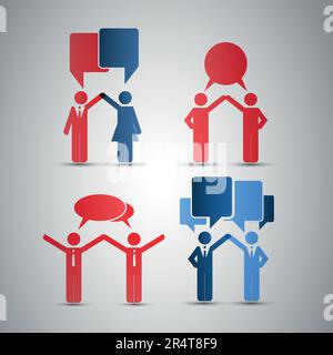 Icônes de peuples avec bulles de parole Illustration de Vecteur