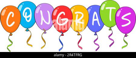 Lettres de félicitations aux ballons colorés. Dessin animé. Illustration vectorielle. Isolé sur fond blanc Illustration de Vecteur