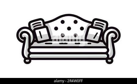 Icône de canapé, signe de style linéaire sur fond blanc. Illustration vectorielle Illustration de Vecteur