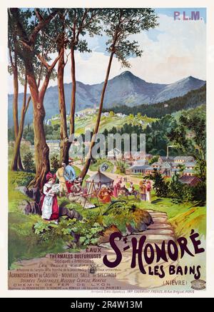 P.L.M. St Honoré les bains par Henri Ganier Tanconville (1845-1936). Affiche publiée en 1897 en France. Banque D'Images