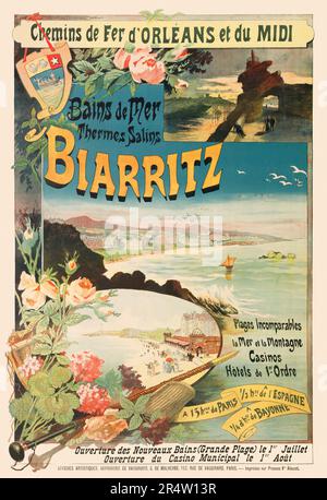 Chemins de fer d'Orléans et du midi. Biarritz par Eugène Bourgeois (1855-1909). Affiche publiée en 1897 en France. Banque D'Images