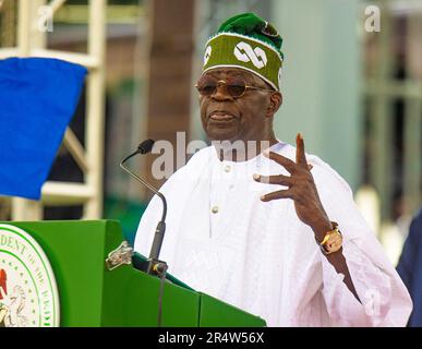 Abuja, Nigéria. 29th mai 2023. Le président élu du Nigeria, Bola Ahmed Tinubu, a prêté serment. La cérémonie a eu lieu dans un climat de sécurité serrée au site d'Eagle Square d'une capacité de 5 000 personnes, dans la capitale, Abuja. Banque D'Images