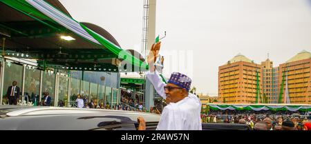 Abuja, Nigéria. 29th mai 2023. Le président élu du Nigeria, Bola Ahmed Tinubu, a prêté serment. La cérémonie a eu lieu dans un climat de sécurité serrée au site d'Eagle Square d'une capacité de 5 000 personnes, dans la capitale, Abuja. Banque D'Images