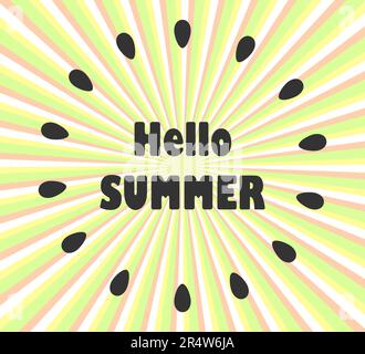Illustration vectorielle Hello Summer, arrière-plan. L'inscription bonjour été sur le fond de rayons divergents. Affiche vectorielle, bannière. Illustration de Vecteur