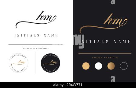 Luxe KM ou MK Monogramme initial texte lettre logo Design KM Signature logotype Illustration de Vecteur