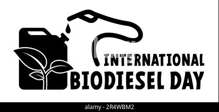 Journée internationale du biodiesel. Essence de dessin animé, jerrycan avec poignée. Symbole canisters ou jerry CAN. Réservoir de carburant pour le transport et le stockage de l'essence. CAN Banque D'Images