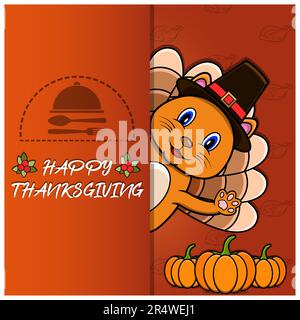 Carte de Thanksgiving avec motif éléphant. Bonne action de grâces. Idéal pour les cartes de vœux, les affiches ou les prospectus. Vecteur Illustration de Vecteur