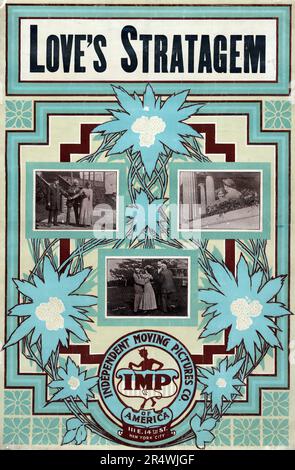 Motion picture poster pour stratagème aime 1909, montrant trois scènes du film set Banque D'Images