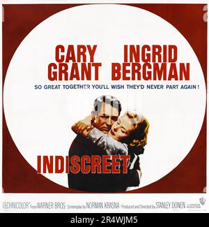 InDiscreet est un film de comédie romantique britannique réalisé en 1958 par Stanley Donen et mettant en vedette Cary Grant et Ingrid Bergman. Une actrice tombe amoureuse d'un homme qu'elle croit être marié, qui dissimule secrètement d'elle le fait qu'il n'a pas de femme. Le film est basé sur le genre de pièce Sir par Norman Krasna. C'était le deuxième film de Grant et Bergman ensemble. Banque D'Images