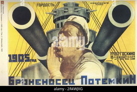 Battleship Potemkin, un film silencieux de 1925 réalisé par Sergei Eisenstein et produit par Mosfilm. Il présente une version dramatisée de la mutinerie qui s'est produite en 1905 lorsque l'équipage du cuirassé russe Potemkin s'est rebellé contre leurs officiers du régime tsariste. Banque D'Images