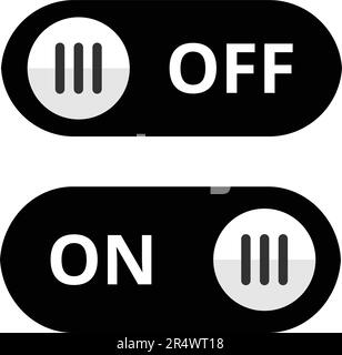 Illustration vectorielle de bouton de silhouette noire activée et désactivée Illustration de Vecteur