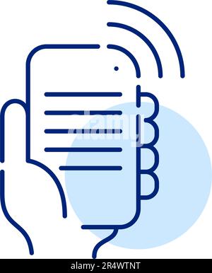Application d'éditeur de texte mobile avec synchronisation des données dans le cloud. Pixel parfait, contour modifiable Illustration de Vecteur