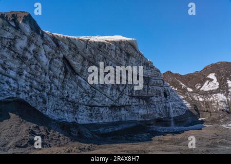 Le visage d'un glacier puissant en Islande ; Vik, Islande du Sud, Islande Banque D'Images