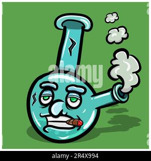 Mascotte de caractère Bong marijuana. Vecteur de clip artistique. Vecteur et illustration Illustration de Vecteur