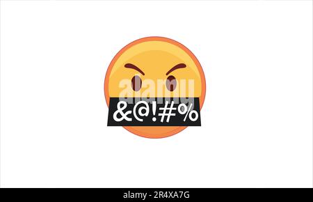 Visage en colère maudissant, abusant et jurant icône Emoji Illustration de Vecteur