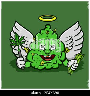 Illustration vectorielle personnage de dessin animé Mascot de Weed Bud Angel.adapté à la marque, le logo, l'autocollant, la conception de t-shirt et d'autres produits. Illustration de Vecteur