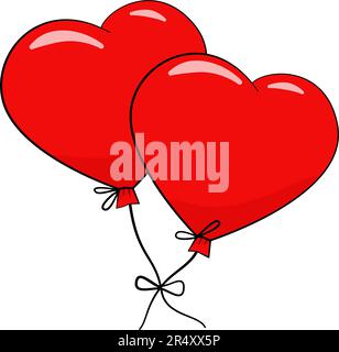 Ballons en forme de cœur. Saint Valentin. Dessin animé. Illustration vectorielle. Isolé sur fond blanc Illustration de Vecteur