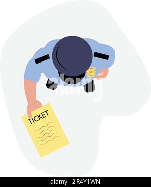 L'agent de police remet Un billet, vue aérienne Illustration de Vecteur