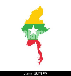 Carte du Myanmar avec drapeau sur fond blanc. Illustration vectorielle. Illustration de Vecteur