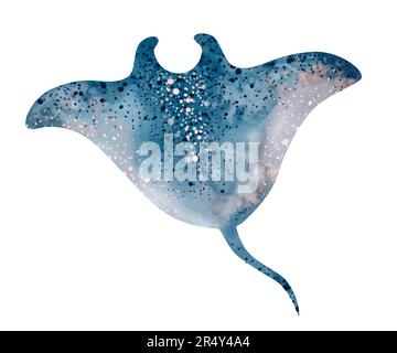 Aquarelle illustration des animaux marins sous-marins Octopus, STINGray, méduses. Habitants marins du monde sous-marin. illustration, éducation, p Banque D'Images