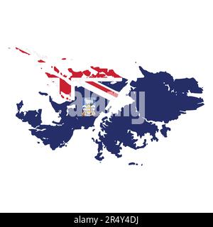 Îles Falkland (Islas Malvinas) vecteur illustration drapeau et carte logo concept détaillé Illustration de Vecteur