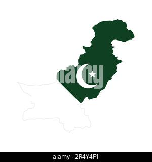 Carte du Pakistan avec drapeau pakistanais sur fond gris. Illustration vectorielle. Illustration de Vecteur