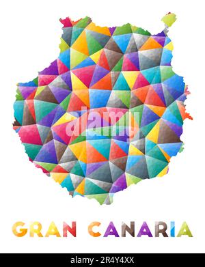 Gran Canaria - petite île en polyéthylène colorée. Triangles géométriques multicolores. Design moderne et tendance. Illustration vectorielle. Illustration de Vecteur