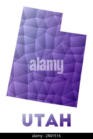 Carte de l'Utah. Faible illustration poly de l'état US. Motif géométrique violet. Illustration de vecteur polygonal. Illustration de Vecteur