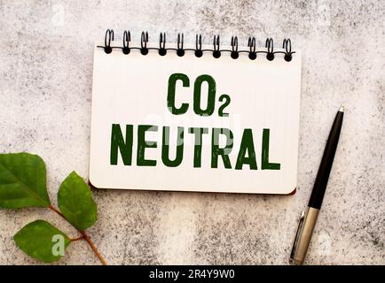 Etiquette avec texte : CO2 neutre Banque D'Images