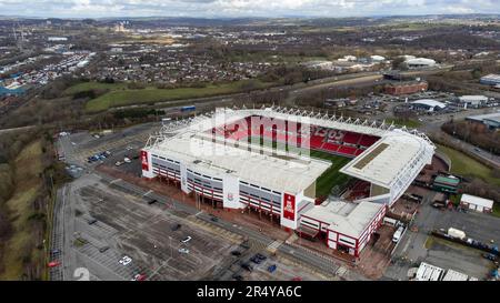 Vue aérienne du stade Bet365, stade de Stoke City FC. Le terrain est probablement mieux connu sous le nom de stade Britannia Banque D'Images