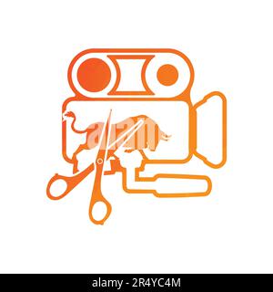 caméra vidéo avec logo de la cinématographie et illustration du vecteur taureau Illustration de Vecteur