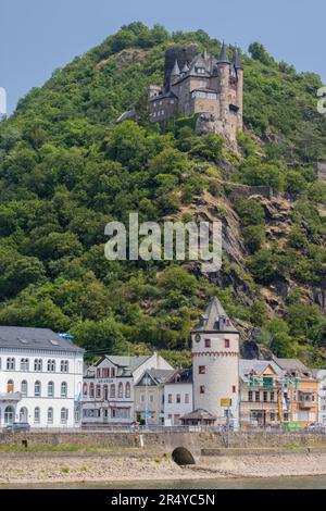 Château de Katz (Château de chat), Sankt Goarshausen, Rhénanie-Palatinat, Allemagne Banque D'Images