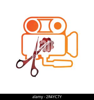 caméra vidéo avec logo de la cinématographie et illustration vectorielle Illustration de Vecteur