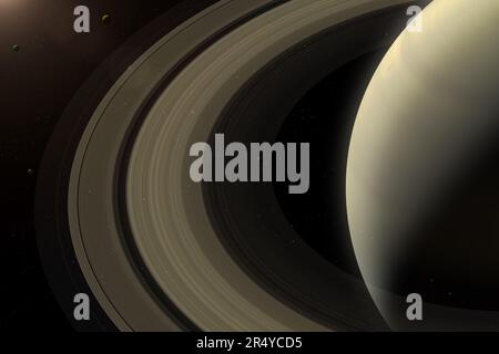 Saturn et ses anneaux dans l'espace. Saturne - planète géante du gaz. Saturne est la sixième planète du Soleil. Éléments fournis par la NASA. Banque D'Images