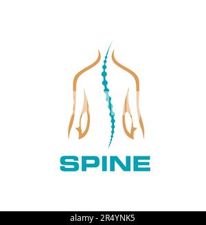 Colonne vertébrale chiropractic Icon, physiothérapie de la douleur dorsale et de la santé du corps, vecteur symbole. Colonne vertébrale icône de la clinique de réadaptation ostéopathique et orthopédique ou de centre médical chiropratique signe Illustration de Vecteur