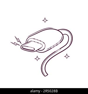 Type C USB dessiné à la main. Illustration de l'esquisse du vecteur Doodle Illustration de Vecteur