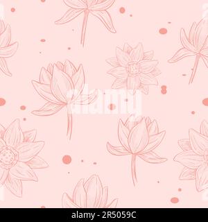 Fleurs en fleurs, imprimé fleuri de lotus Illustration de Vecteur