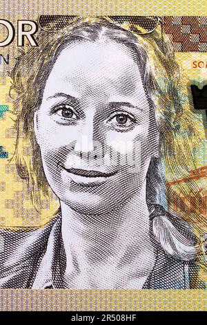 Sofia Helin un portrait de l'argent suédois - kronor Banque D'Images