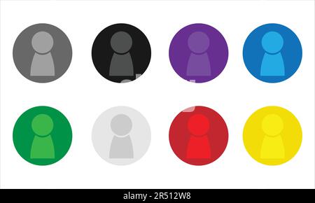 Ensemble coloré d'icônes utilisateur sur fond blanc Illustration de Vecteur