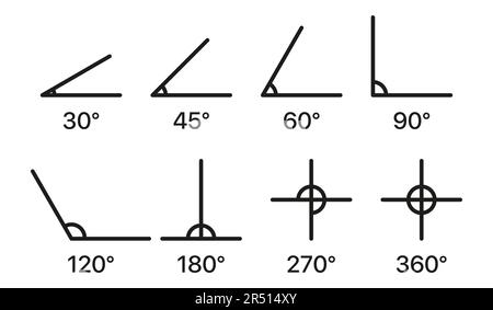 Plongez-vous dans une collection captivante d'illustrations vectorielles présentant des degrés géométriques, avec une large gamme d'angles, de triangles et de cercles Illustration de Vecteur