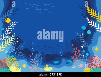 La vie marine sous-marine d'un récif de corail. Journée mondiale des océans Illustration de Vecteur
