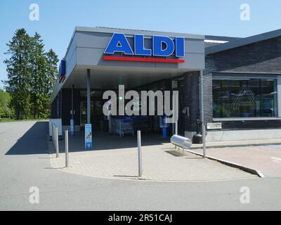 St. Vith, Belgique. 28th mai 2023. Logo, lettrage d'ALDI North sur un magasin crédit: Horst Galuschka/dpa/Alay Live News Banque D'Images