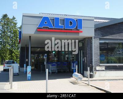 St. Vith, Belgique. 28th mai 2023. Logo, lettrage d'ALDI North sur un magasin crédit: Horst Galuschka/dpa/Alay Live News Banque D'Images