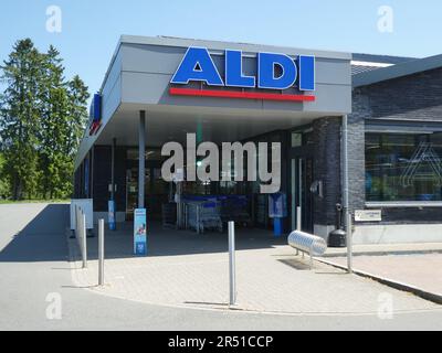 St. Vith, Belgique. 28th mai 2023. Logo, lettrage d'ALDI North sur un magasin crédit: Horst Galuschka/dpa/Alay Live News Banque D'Images